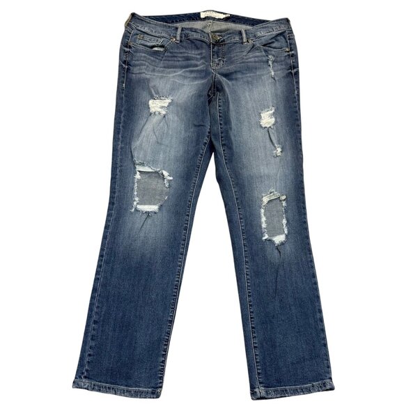 Torrid Ripped Distressed Denim Jeans Womens Size 14 Medium Wash Destroyed - Picture 1 of 14